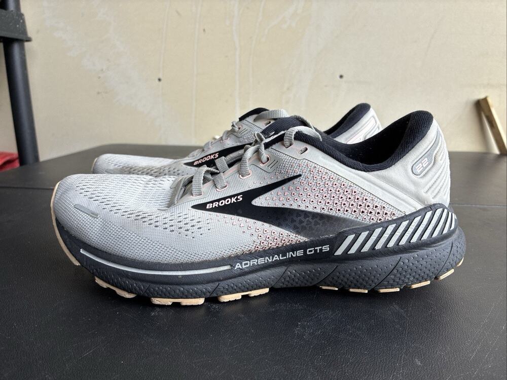 Brooks Adrenaline GTS 22 Running Shoes Womens 10B Gray Black Sneaker 1203531B035